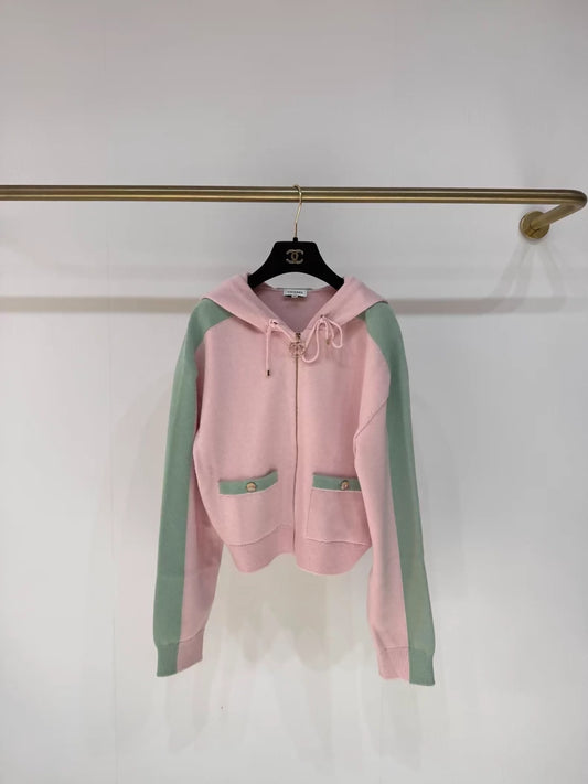 Chanel 24C pink green Cashmere Cardigan