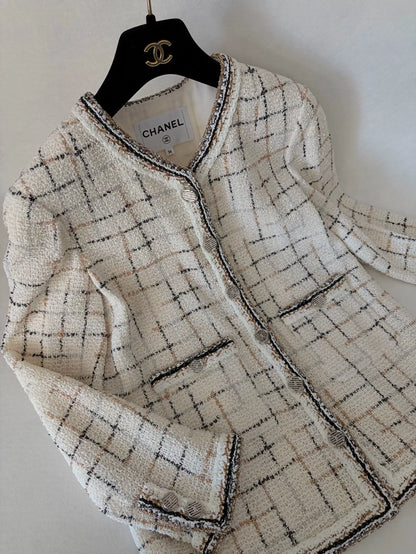 Chanel 2016 White Check Tweed Jacket