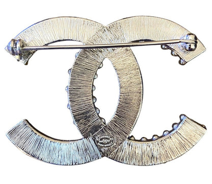Chanel 2019 Large CC Silver Crystal Baguette Swarovski Brooch