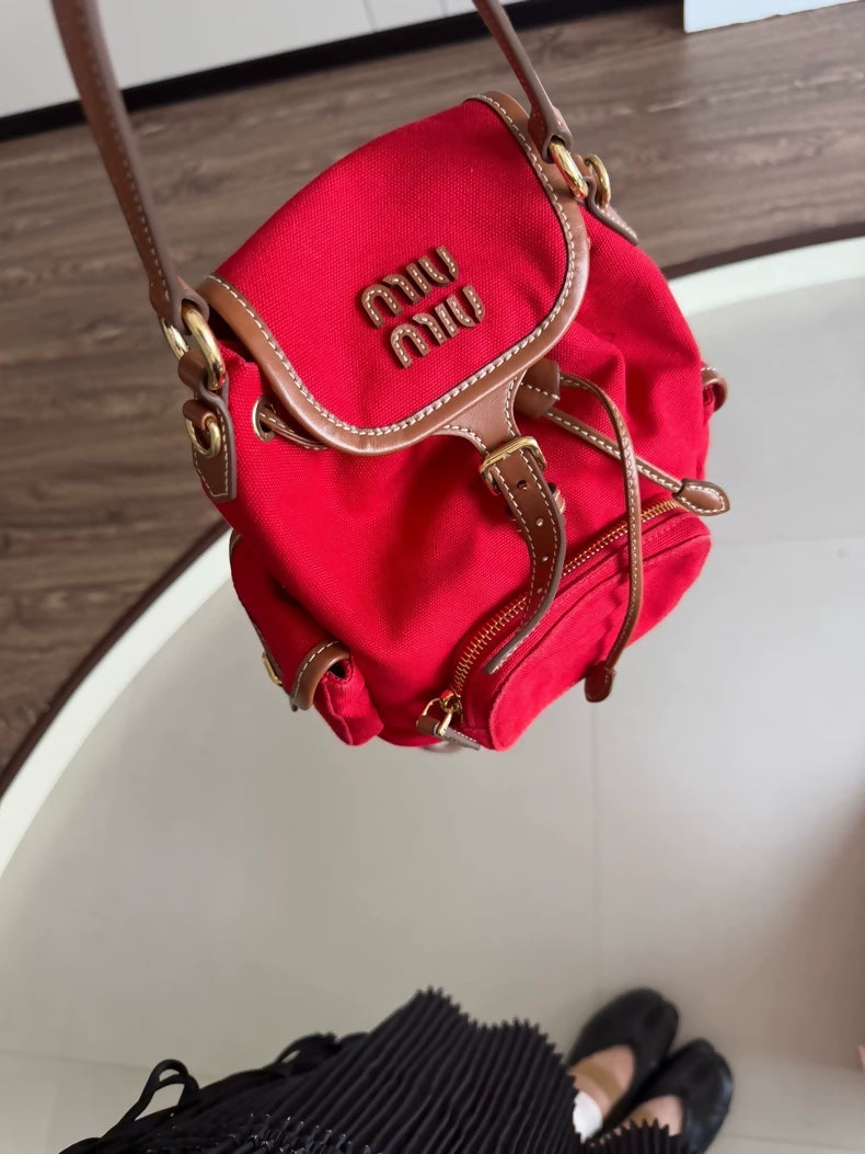 Miu Miu 25ss small backpack in red denim