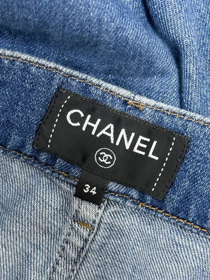 Chanel 24P double-C two-pocket blue denim wide-leg jeans