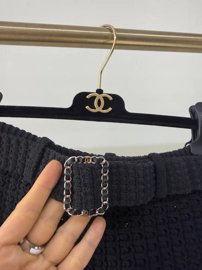 Chanel 25C belted black shorts