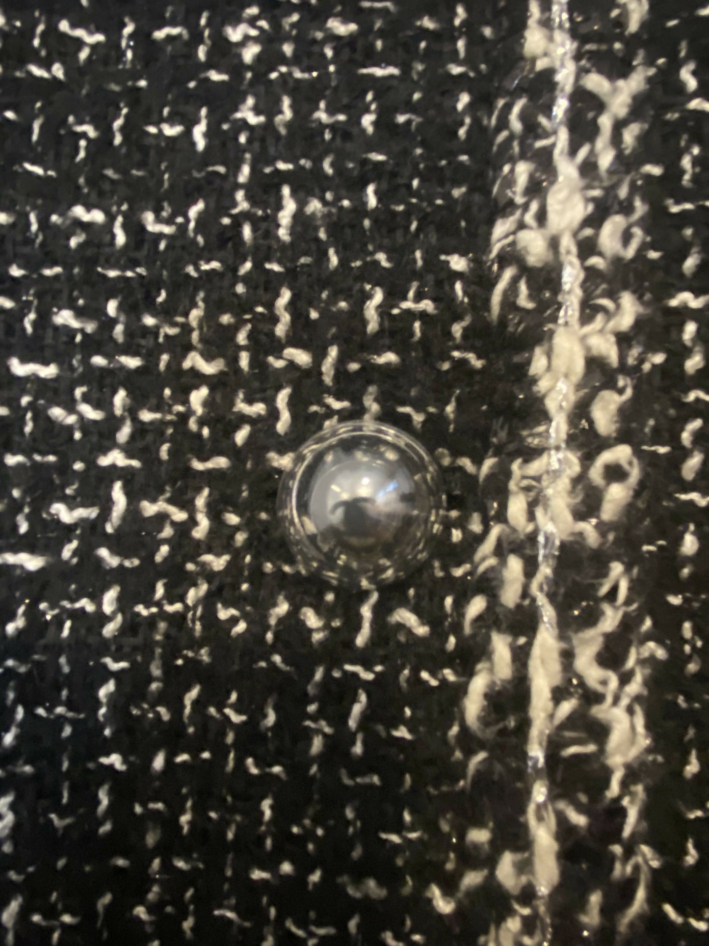 Chanel 17A Space Station Black White Ecru Metallic Fantasy Tweed Jacket FR 38