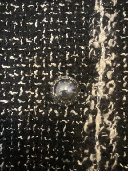 Chanel 17A Space Station Black White Ecru Metallic Fantasy Tweed Jacket FR 38