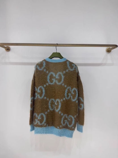 Gucci mohair reversible blue-brown cardigan
