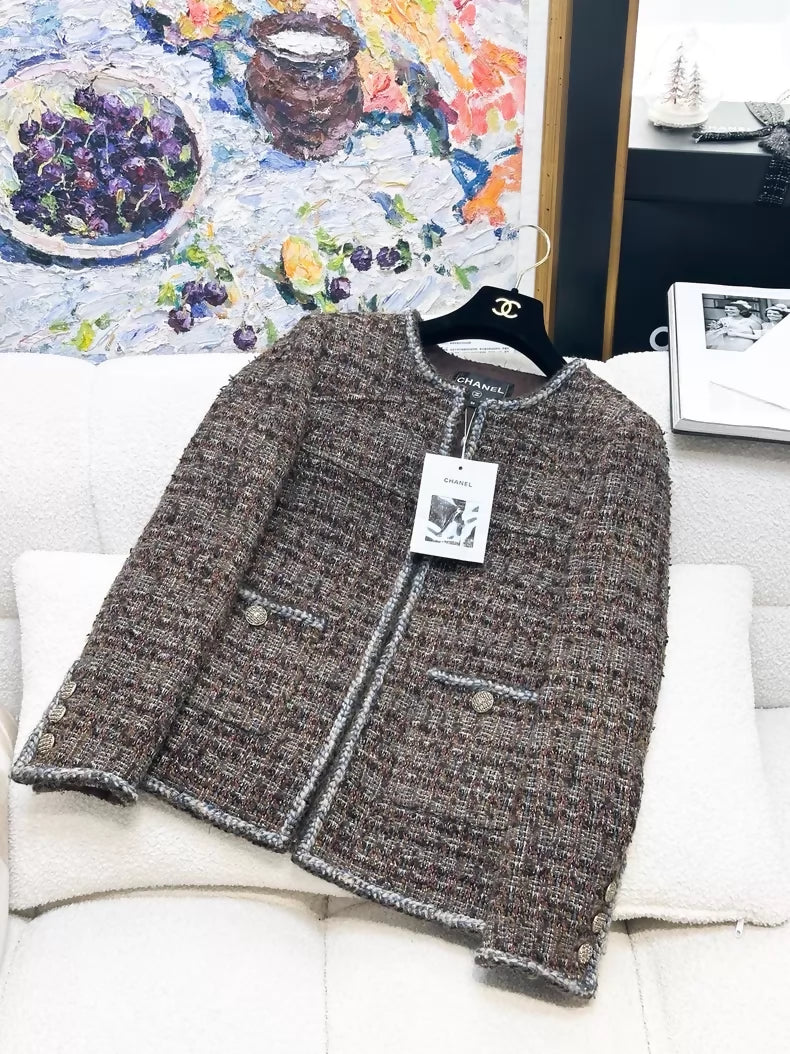 Chanel 18k dark green, brown tweed jacket