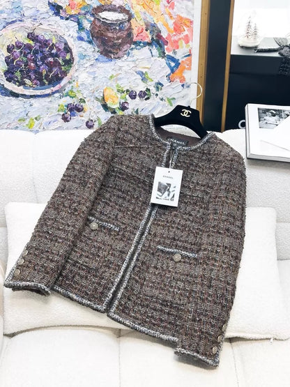 Chanel 18k dark green, brown tweed jacket