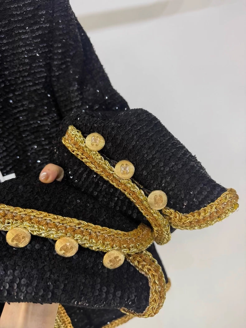 Chanel 22S sequined black and gold jacket