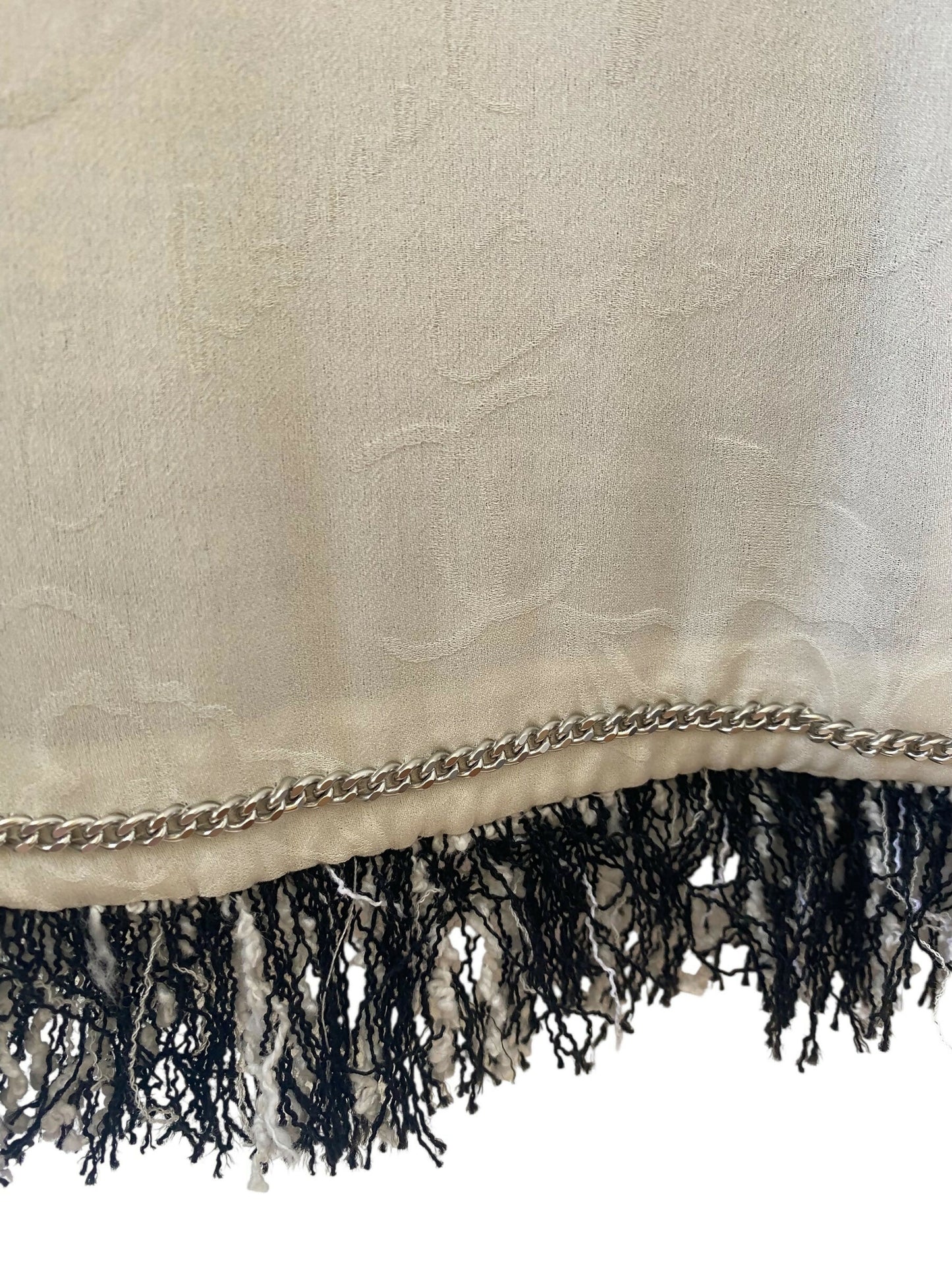 Chanel 18P Black White Tweed Fringe Jacket FR 44