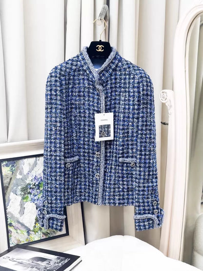 Chanel 20P Blue Tweed Jacket
