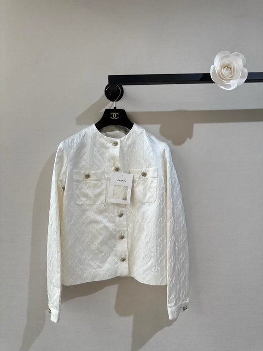 Chanel 25A Silk Embossed Logo Jacket