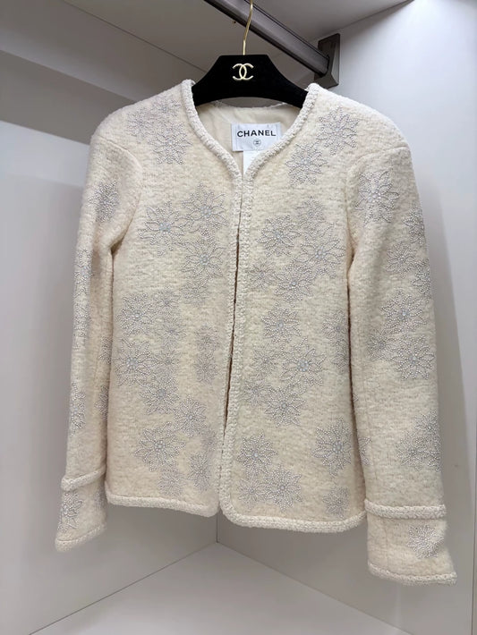Chanel 2015 Rhinestone ecru Tweed Jacket