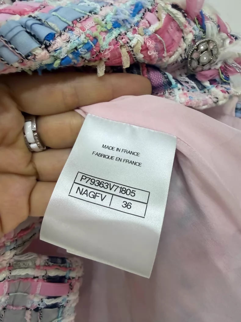 Chanel 25S pink tweed Tassel Vest