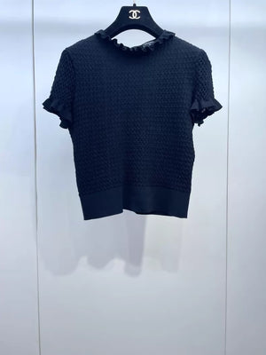 Chanel 24A black knit top