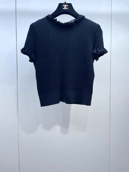 Chanel 24A black knit top