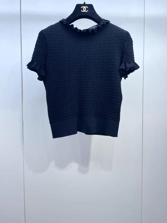 Chanel 24A black knit top