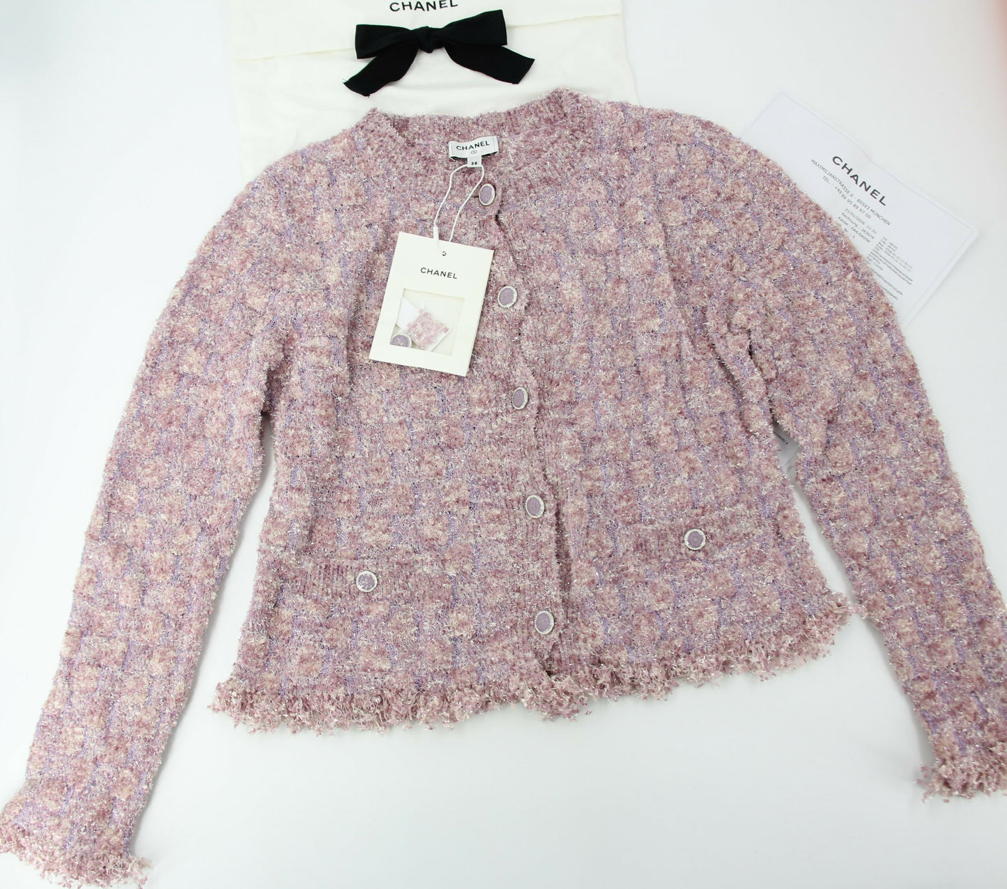 Chanel 26C Knitted Pinkish Purple Fringe Jacket