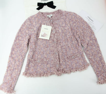 Chanel 26C Knitted Pinkish Purple Fringe Jacket