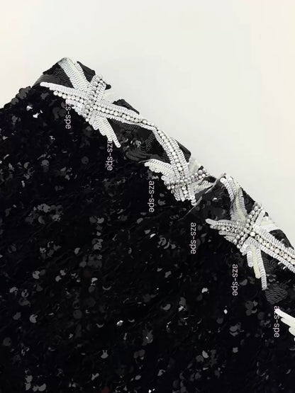 Chanel 24A Black Velvet Sequined dress