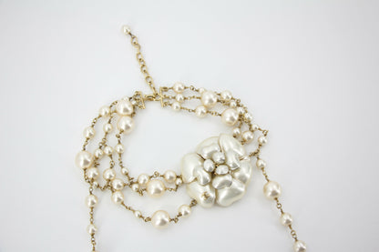 Chanel Vintage 02A Imitation Pearl Camellia Layered Necklace