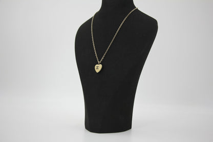 Chanel Vintage 06P Enamel Double-Sided Beige Camellia CC Logo Heart Necklace