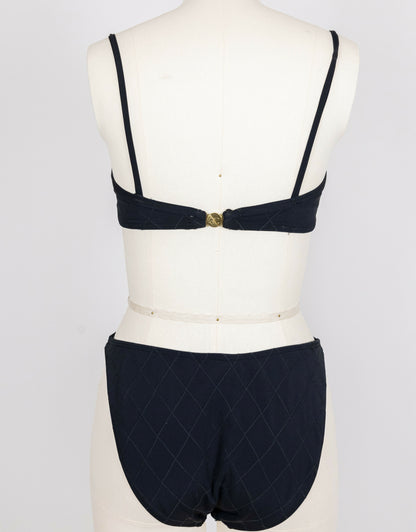 Chanel 1994 Cruise Vintage Black Logo Quilted Bikini