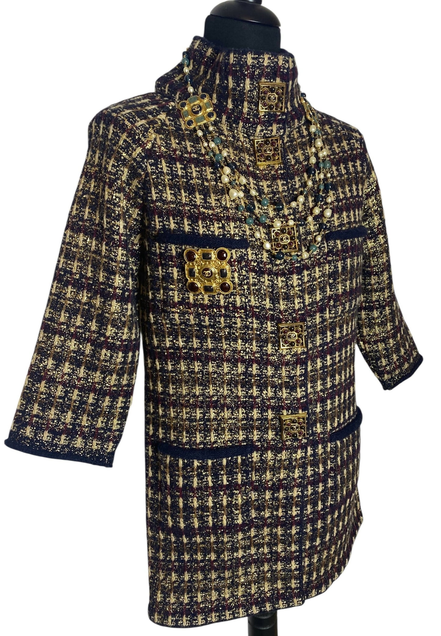 Chanel 11A Paris-Byzance Tweed Long Coat FR 44