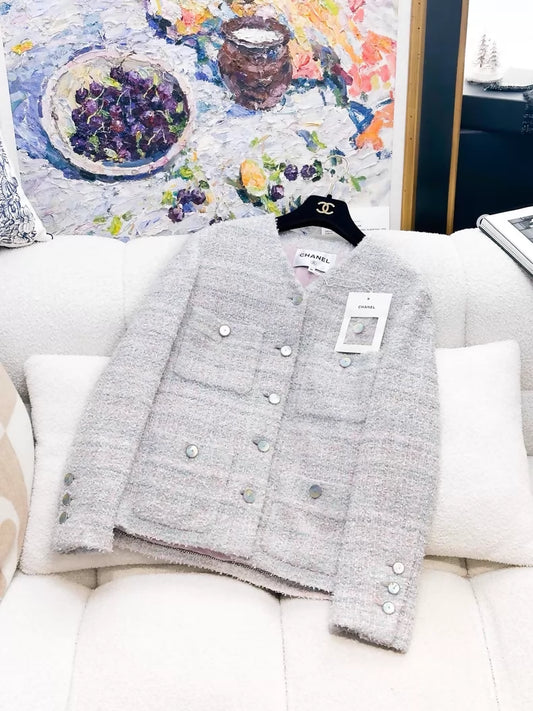Chanel 25P purple iridescent tweed jacket
