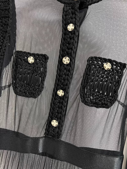 Chanel 23S black see-through dress