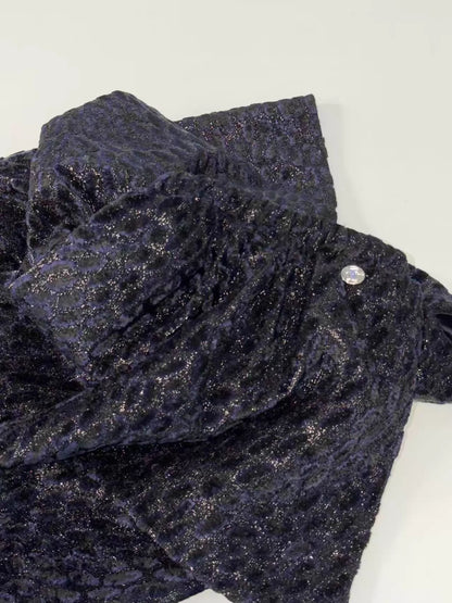Chanel 23A Black Blue Leopard Print Midi Skirt