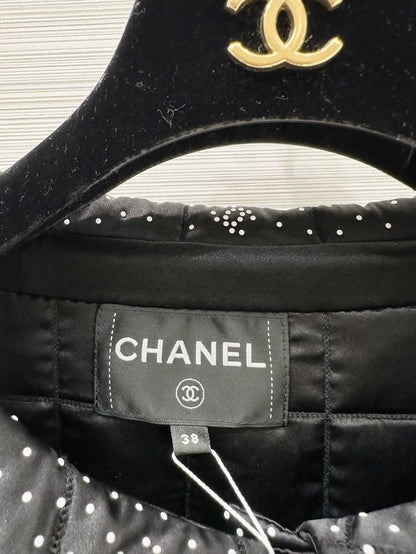 Chanel 25p black and white polka dots jacket