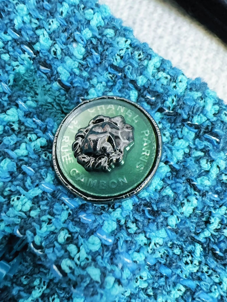 Chanel 22P blue tweed shorts