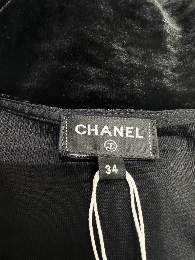 Chanel 25k velvet top with bows