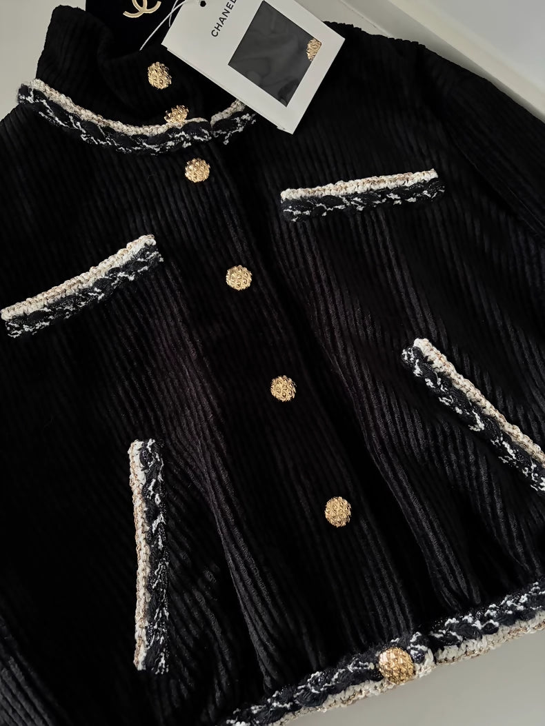 Chanel 25K Black Velvet Four Pockets Jacket