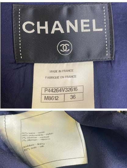 CHANEL 12A BOMBAY BLACK BROWN RED BEIGE NAVY TWEED JACKET FR 36