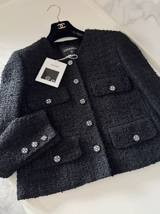 Chanel 21K Black Tweed Jacket