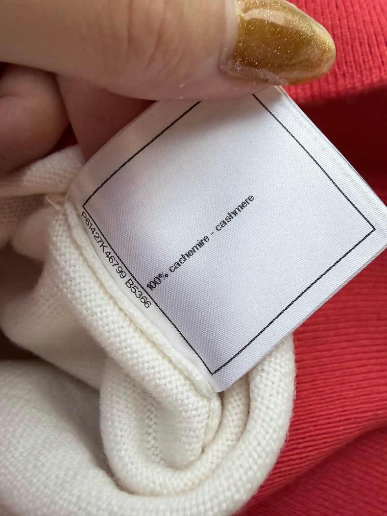 Chanel 19S white and red Cashmere Cardigan