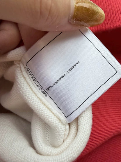 Chanel 19S white and red Cashmere Cardigan