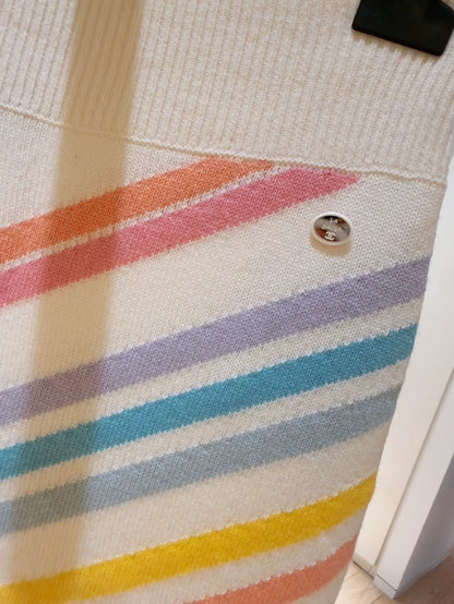 Chanel 19C Rainbow Striped Cashmere Knit Skirt