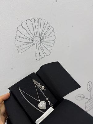 Chanel 23B full diamond heart necklace