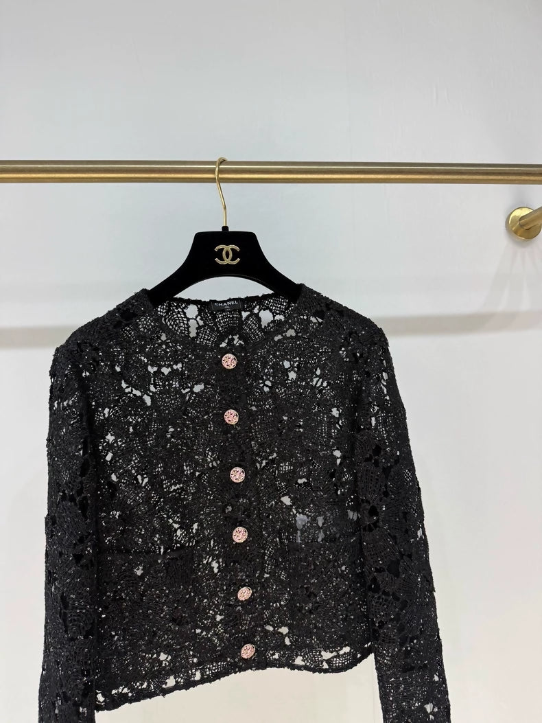 Chanel 24S black lace jacket