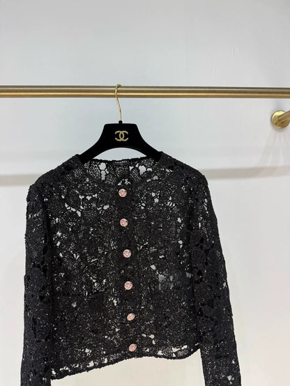Chanel 24S black lace jacket