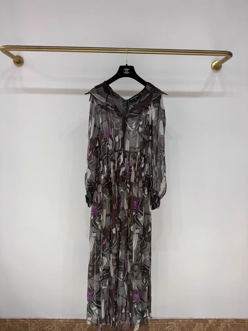 Chanel 23A Métiers d'Art Print Double C Long Dress