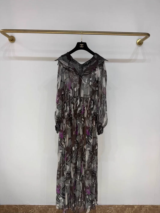 Chanel 23A Métiers d'Art Print Double C Long Dress