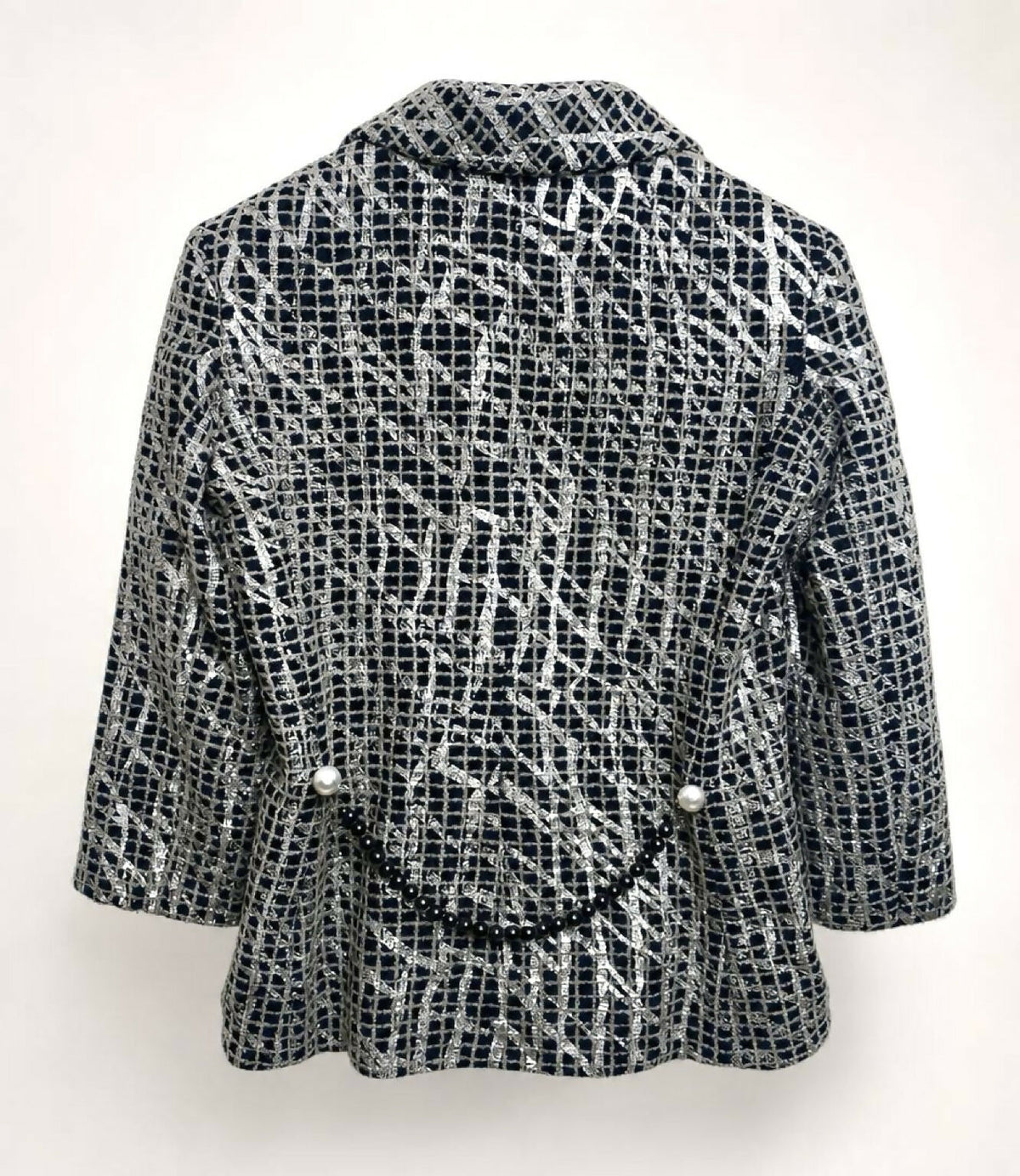 Chanel 12P Double Breasted Silver Metallic Graffiti Black jacket