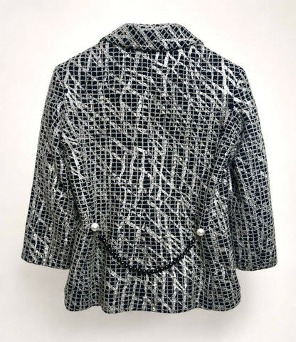 Chanel 12P Double Breasted Silver Metallic Graffiti Black jacket