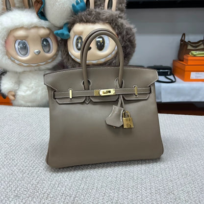 Hermès Birkin 25 Etain Swift leather Gold Hardware