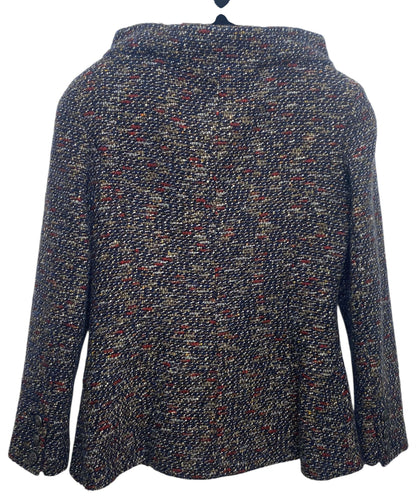 CHANEL 12A BOMBAY BLACK BROWN RED BEIGE NAVY TWEED JACKET FR 36