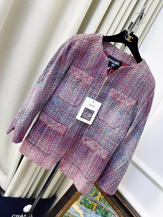 Chanel 17 Pink-Purple Gradient tweed Jacket