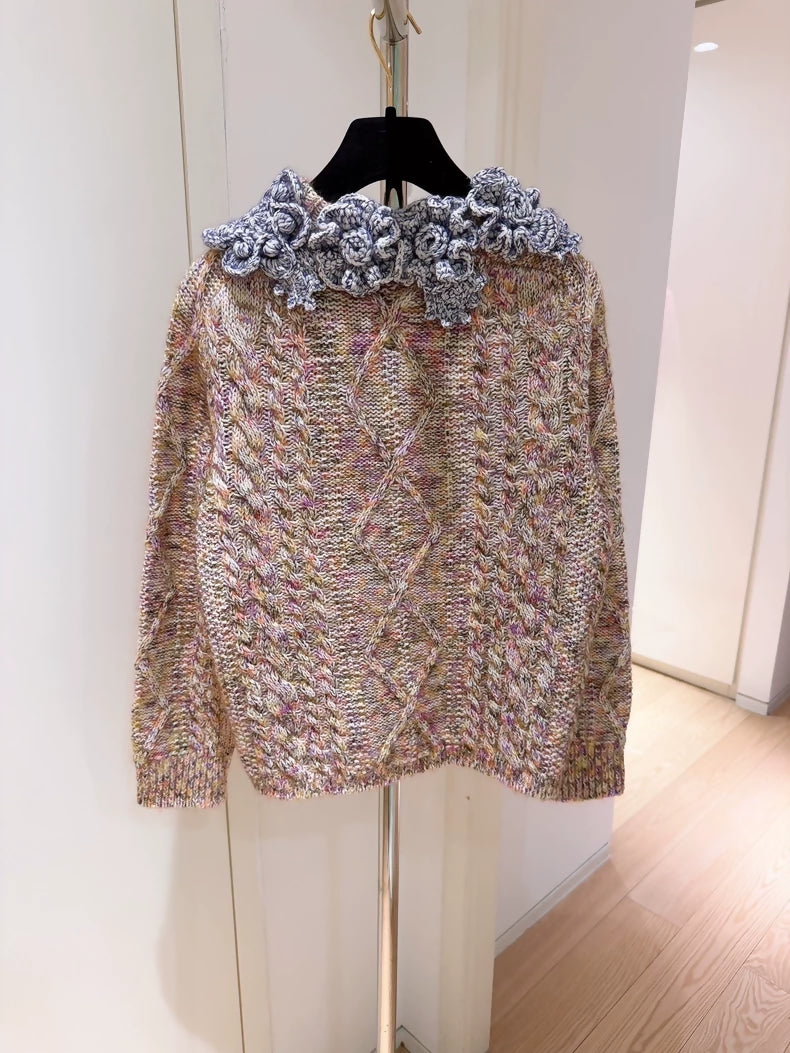 Louis Vuitton LV Colorful 3D Floral Knit Cardigan